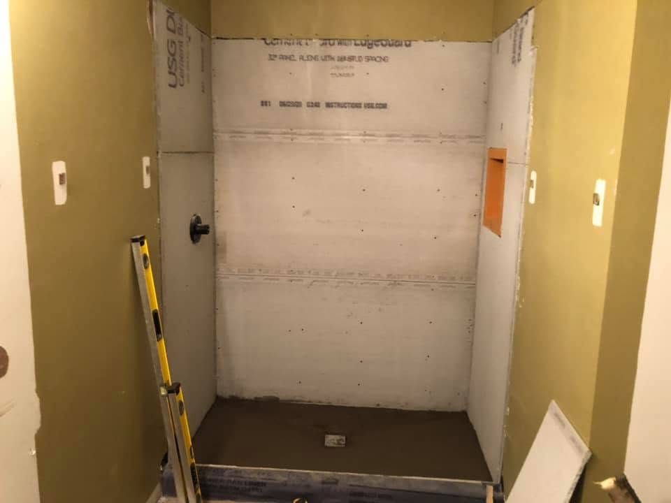 Shower cement board stage