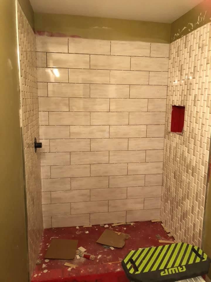 Shower tile in progress